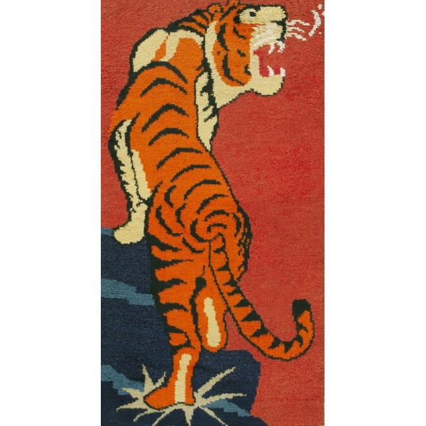 Vintage Chinese Tibetan Tiger Carpet 