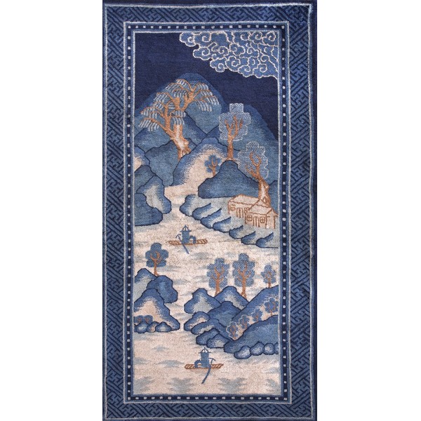 1920s Chinese Scenic Baotou Carpet