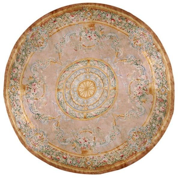 Early 20th Century French Round Savonnerie Carpet 