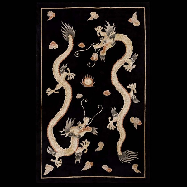 Vintage 1980s Chinese Dragon Rug