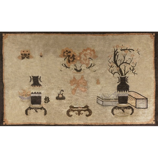 Early 20th Century N. Chinese Baotou Scholars Carpet 