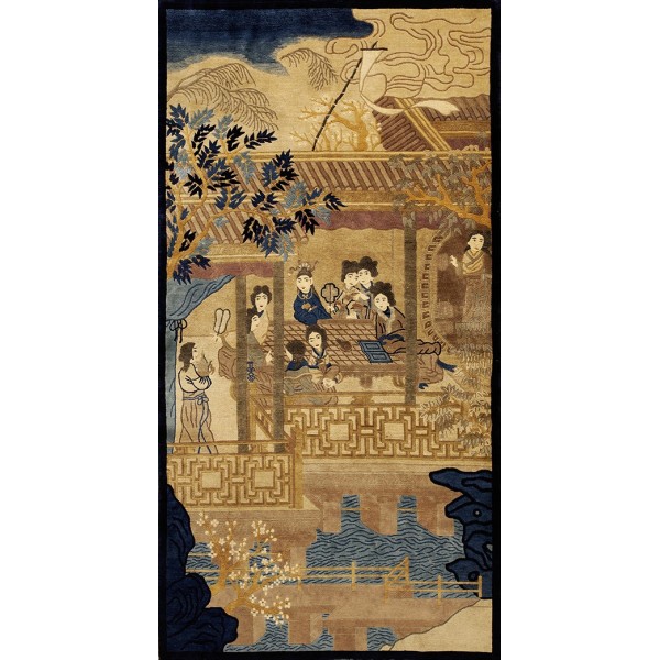1920s Pictorial Chinese Peking Carpet 