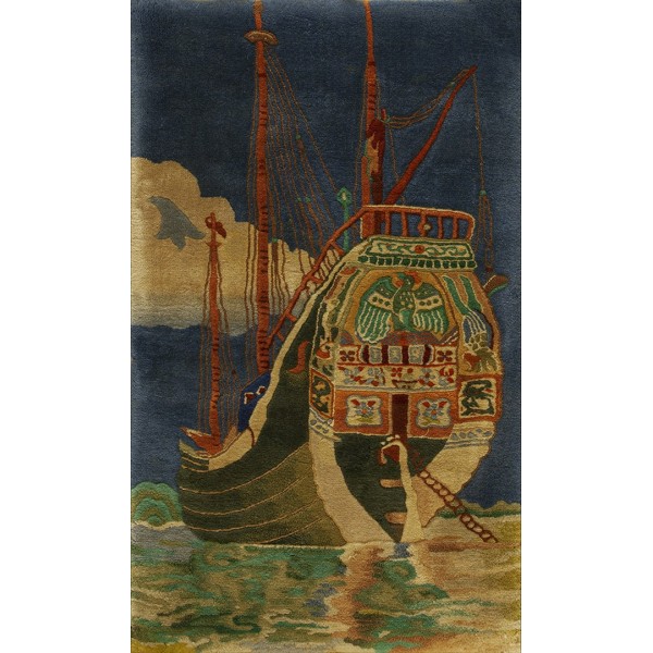 1920s Chinese Art Deco Carpet with Nautical Theme 