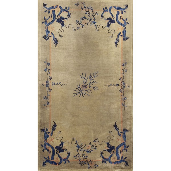 Early 20th Century Chinese Peking Dragon Gallery Carpet