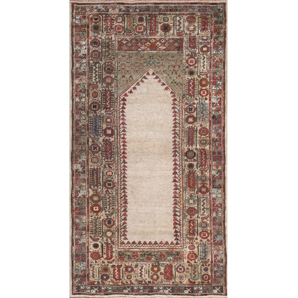 19th Century Turkish Oushak Ghiordes Prayer Carpet