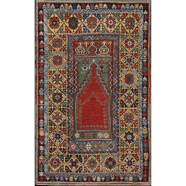 19th Century Turkish Anatolian Mujur Prayer Rug 