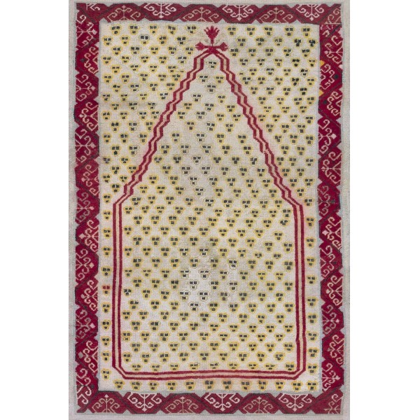 19th Century Turkish Central Anatolian Ghiordes Prayer Rug with Cintamani Pattern