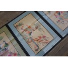 Early 20th Century Set of Silk Embroidery of Peacock & Phoenix