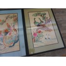 Early 20th Century Set of Silk Embroidery of Peacock & Phoenix